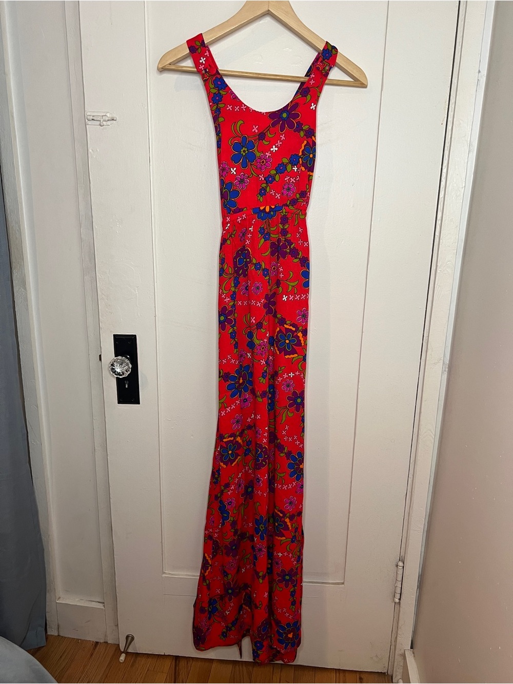Sun Mates Hawaii Red Floral Dress with Multicolor Blooms - Picture 2 of 5